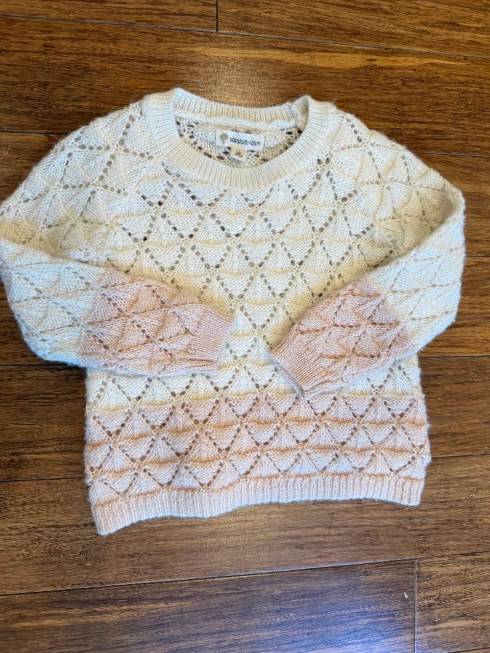 Tucker + Tate cream and pink diamond pointelle knit pullover sweater size 3